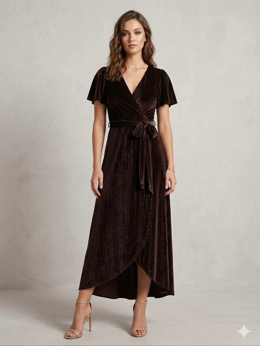 NWT Baltic Born Andi Dress Wrap Rubbed Velvet Brown Size XS